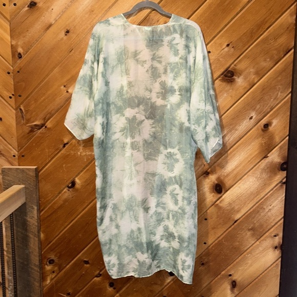 Sonoma Radial tie dye kimono green white coverup - Picture 3 of 5